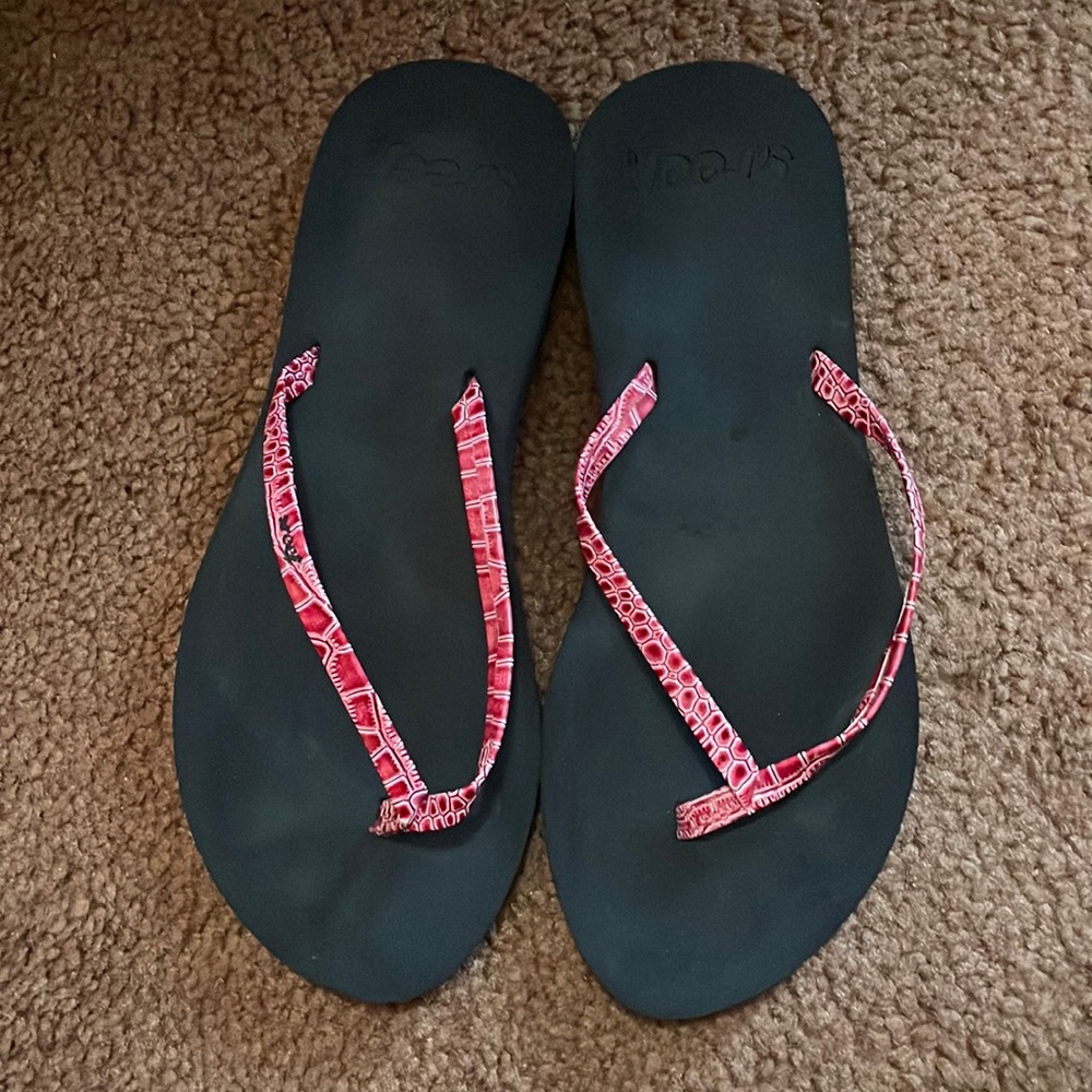 Reef Red Snakeskin flip flops